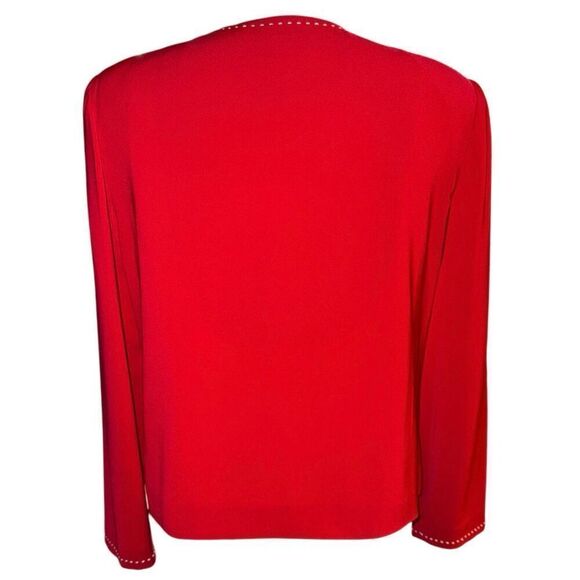 Liz Claiborne Open Front Blazer Sz. 12 Red Lined Peofessional - Picture 2 of 9